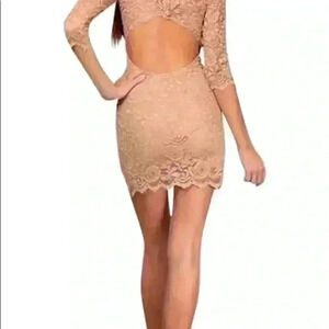 Gilbert Gilmore nude open back lace dress medium